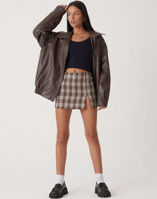 Leather Oversized Bomber Jacket