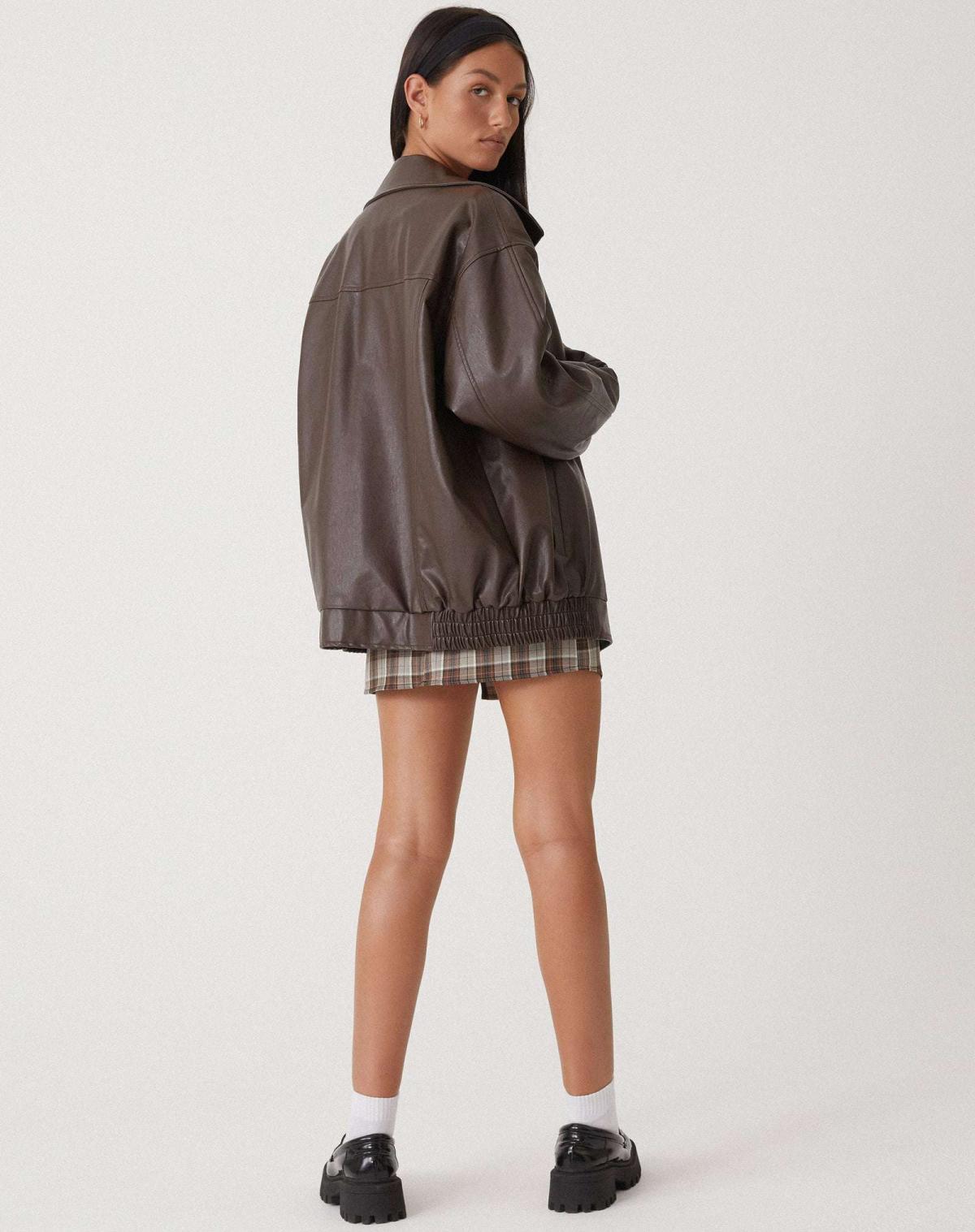 Leather Oversized Bomber Jacket